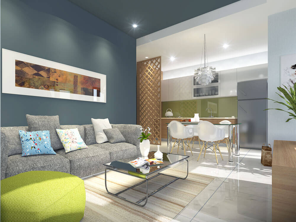 Phối cảnh Phòng khách và bếp